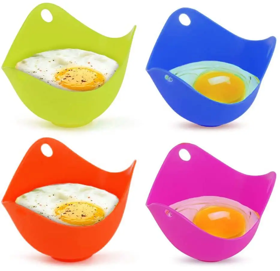 

Food Grade Non Stick Reusable Colorful Silicone Egg Poacher With Stand For Kitchen Cooking Tool, Navy blue,sky blue,purple,red,rose red,orange,green,yellow