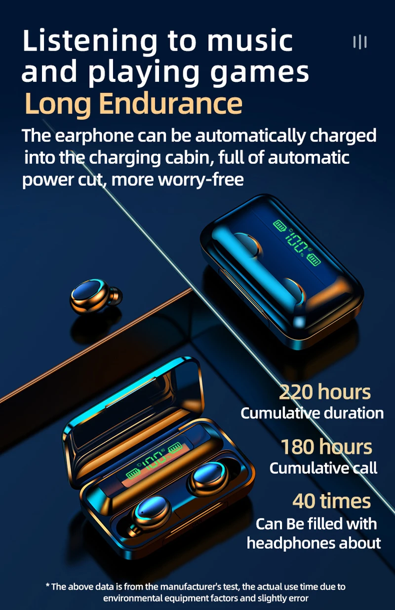 2000mAh Power Bank F9 F9-5 F9-5C Cheap Tws True Wireless Earphones IPX7 Waterproof Headset Earbuds Headphone - ANKUX.COM