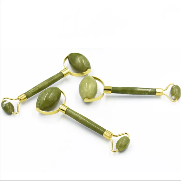 

Custom Logo Natural xiuyan Jade Roller tools Authentic 100% natural XiuYan Face Massage Jade Roller, Green