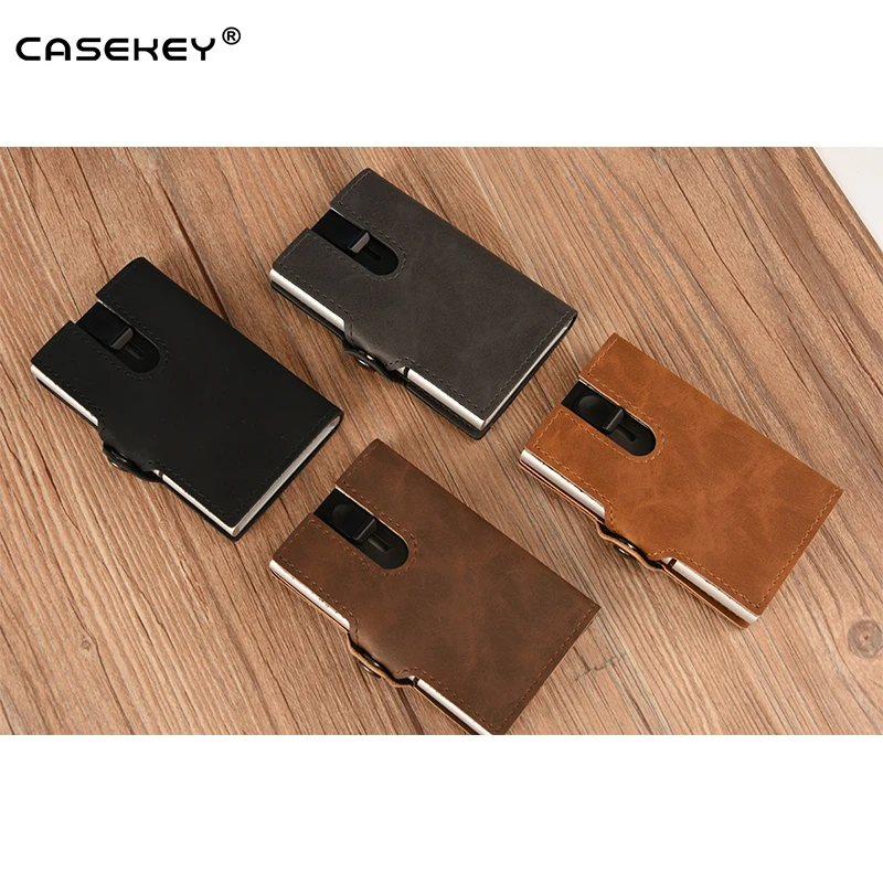 

Casekey Leatherest rfid blocking pu leather stack wallet rfid protector credit card holder, Black, grey