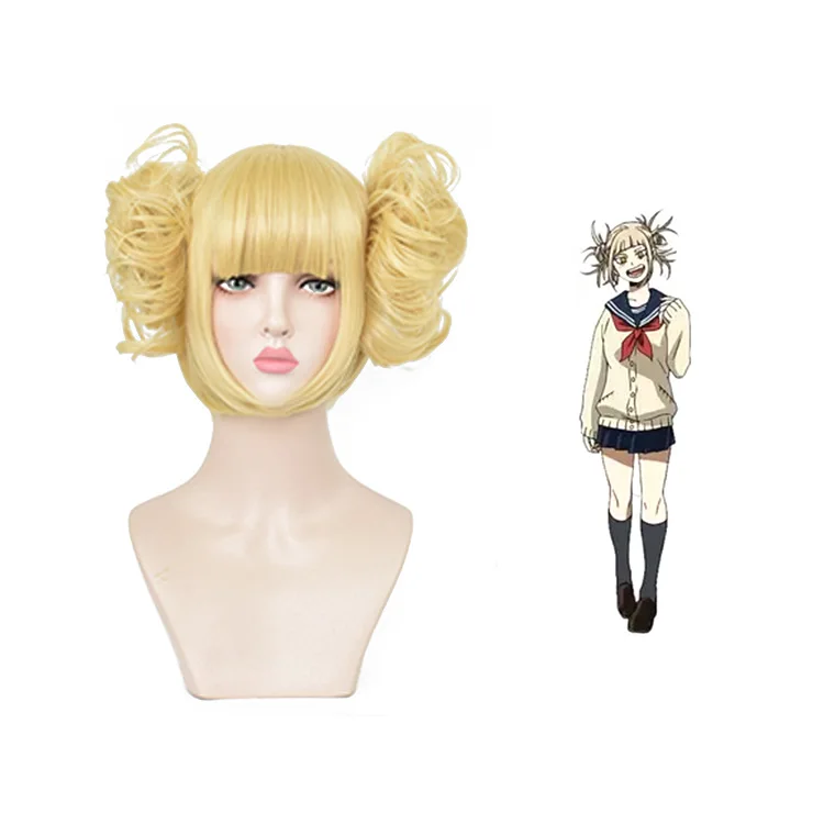 

Wholesale Perrque 30cm Short Beige Himiko Toga My Hero Academia Blonde Synthetic Wig Cos Wigs For Anime Cosplay, Light golden or custom
