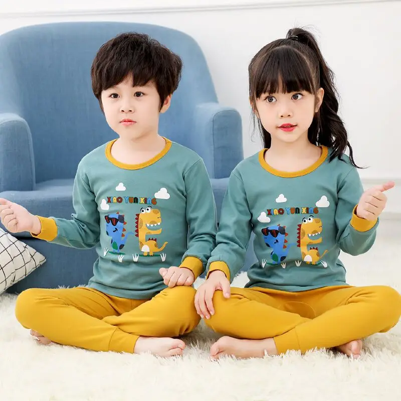 

Cartoon Lion Prints Children Long Sleeve Autumn Pajamas For Kids