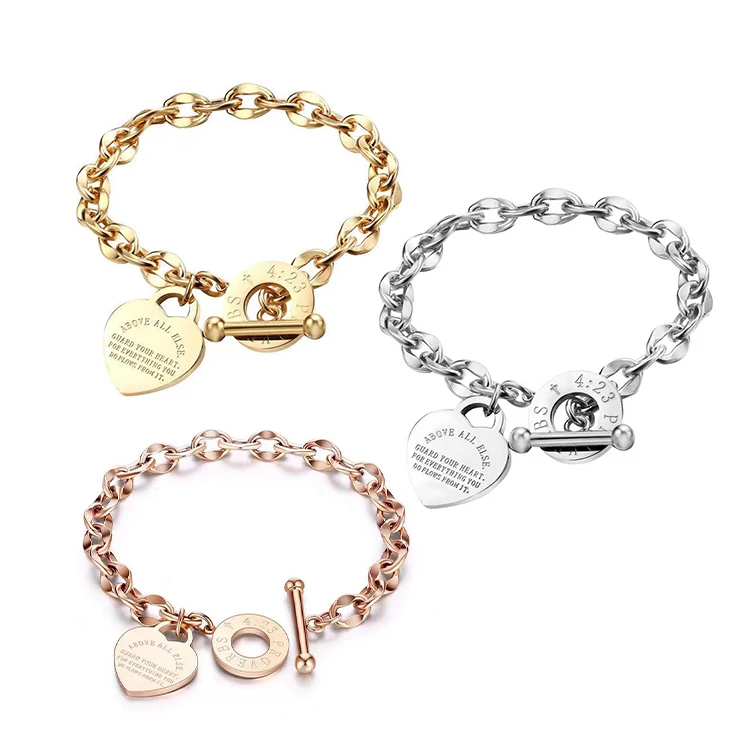

High Quality Fashion Trendy Jewelry New Design Titanium Stainless Steel Chain Bracelet Rose Gold Link Charm Bracelet, Silver color, gold,rose gold, customized color