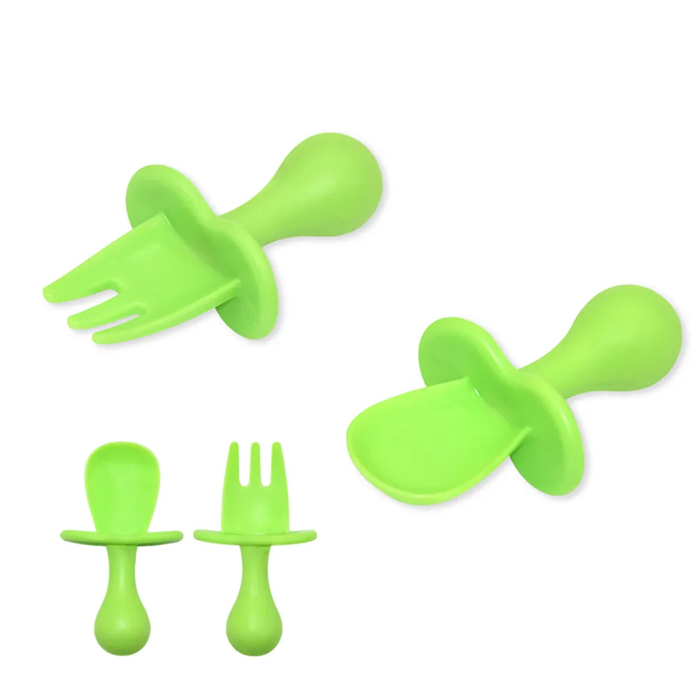 

BHD 100% Food Grade BPA Free Toddler Led Weaning First Stage Self Feeding Training Utensils Baby Fork and Spoon Set, We can do all colors from pantone sheet
