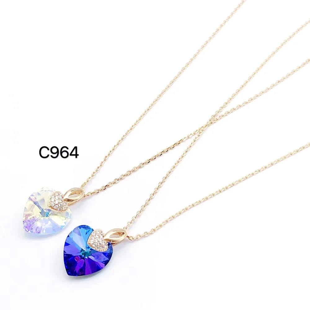 

Fashion design elegant crown heart shaped exquisite crystal custom women charm pendant long necklace, Customized