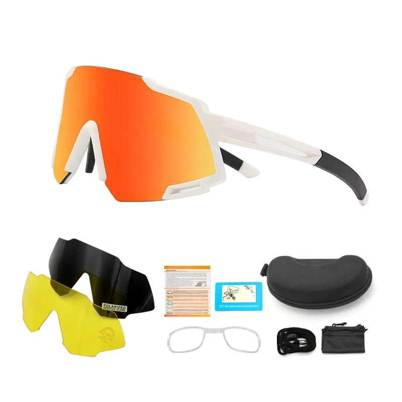 

New Arrival OEM 3 Lens Sports Light Frame Cycling glass polarized Bike Sunglasses Driving Sport Cycling Glasses