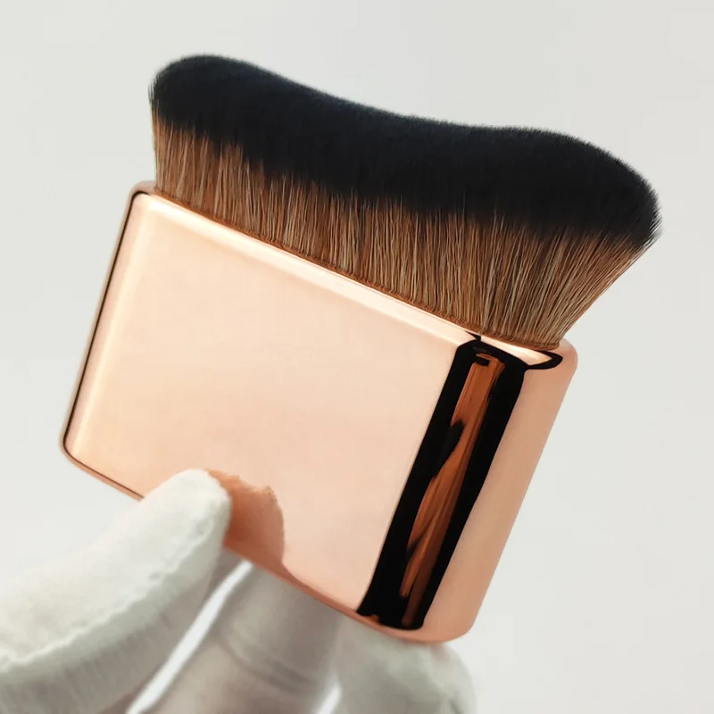 

FEIYAN Custom Rose Gold Makeup Brush Contour Design Single Flat Private Label Angled Curved Kabuki Body Foundation Brush