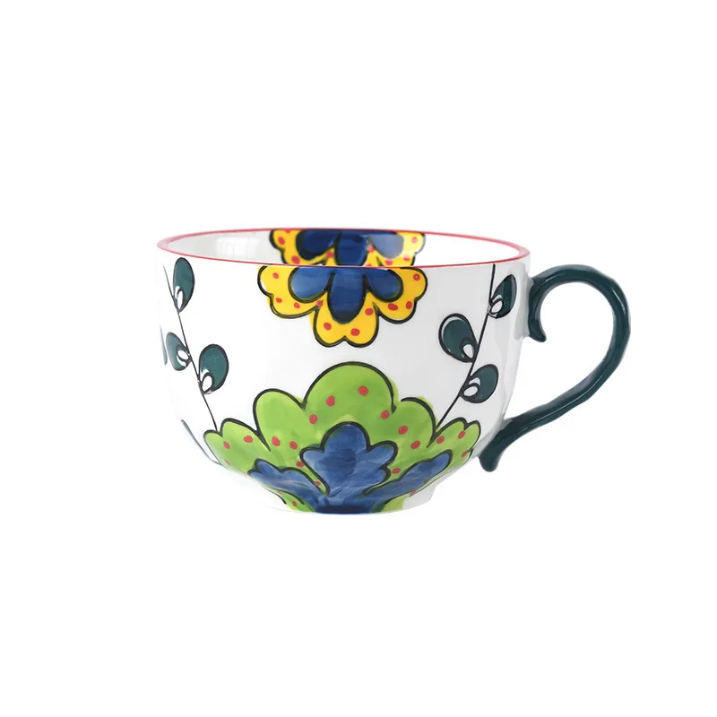 

Breakfast cup hand-painted ceramic underglaze creative milk cup afternoon tea coffee water lovely oatmeal cup, Colors