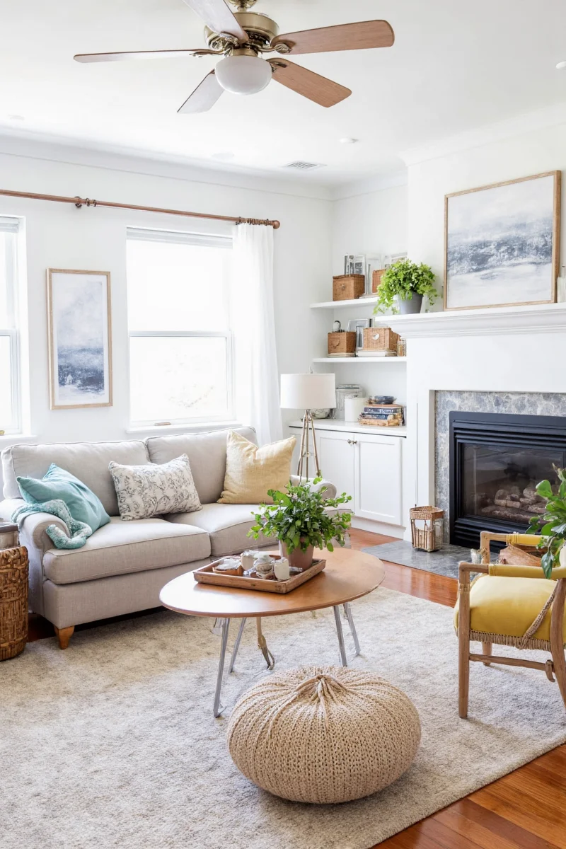 Modular furniture arrangement in living room