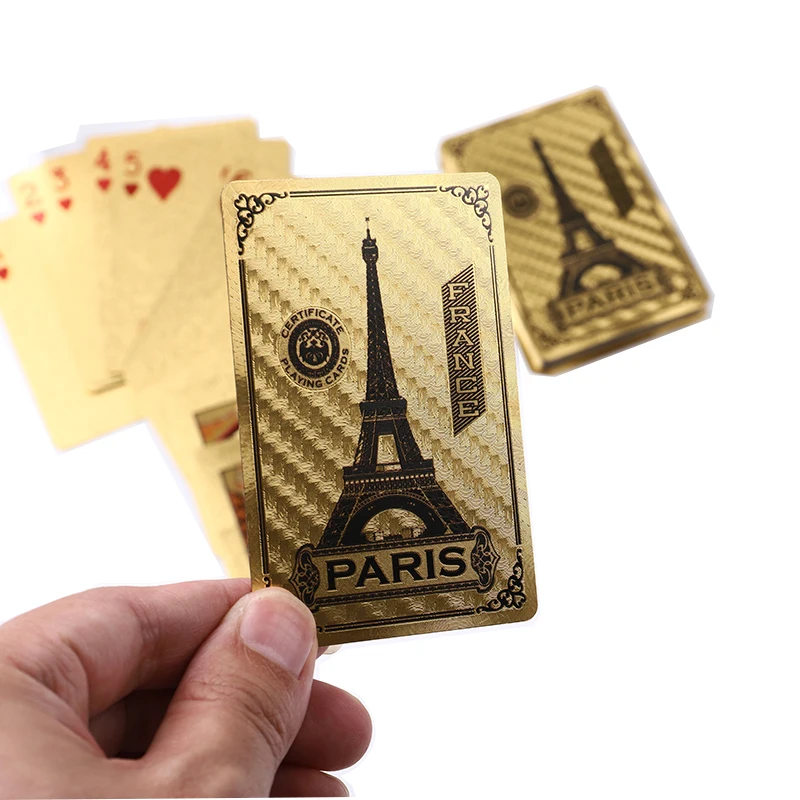 

PVC Paris tower poker cards silver foil Waterproof with transparent box entertainment game plastic poker card