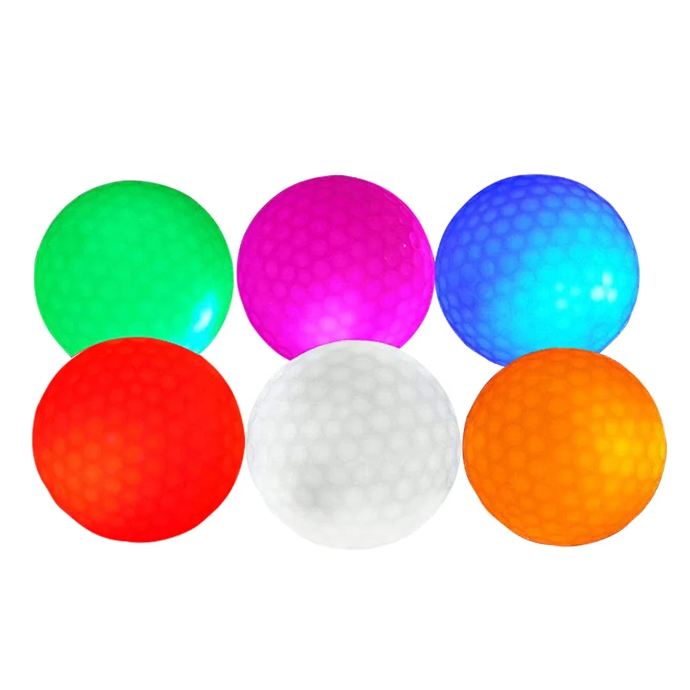 

Ultra Bright Custom logo Seven Color Flashing Led Night Golf Balls, White yellow green red pink blue