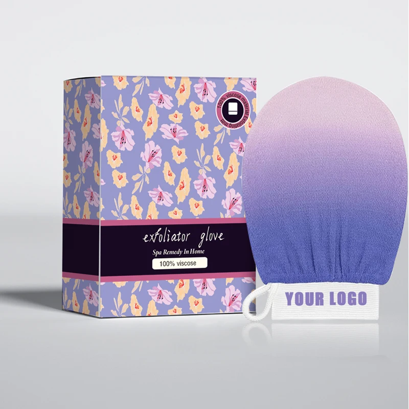 

Custom Logo Beautiful Gradient Exfoliating Gloves Bath Mitt Body Scrub Hand Mitt
