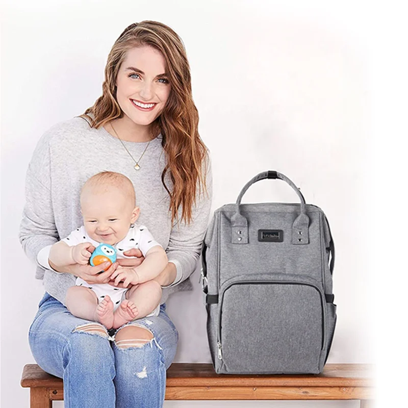 

Wholesale price 2021 Amazon hot selling large capacity custom design backpack big diaper bag, Grey and customized any color