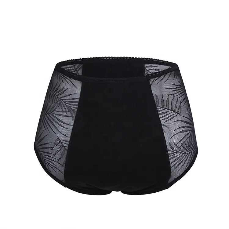 

Women menstrual period leak proof panties black lace breathable underwear