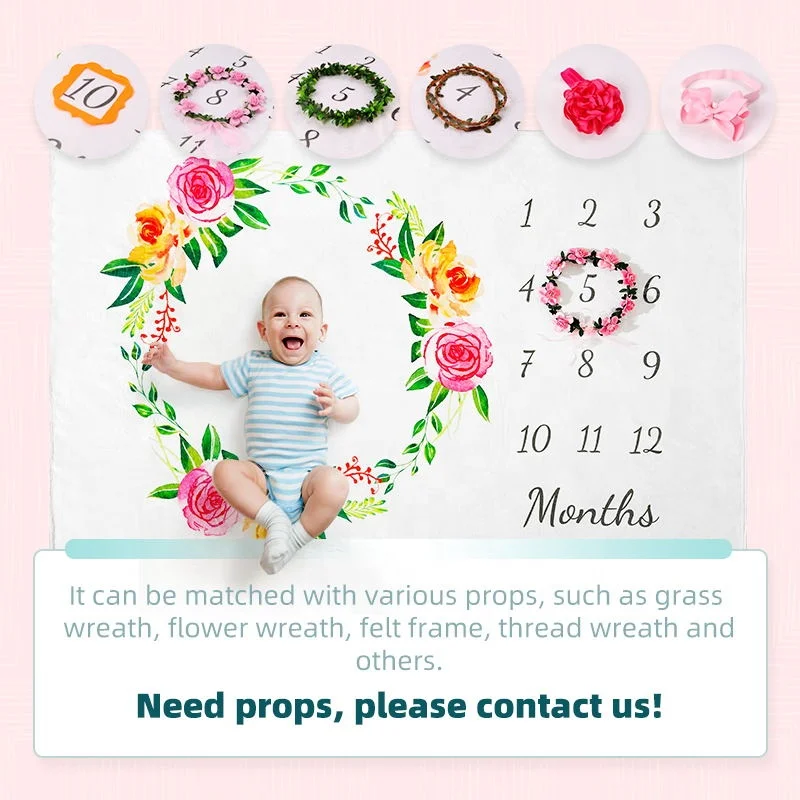 
Security Ognic Printed Baby Girl Milestone Month Blanket Set for Newborn Baby 