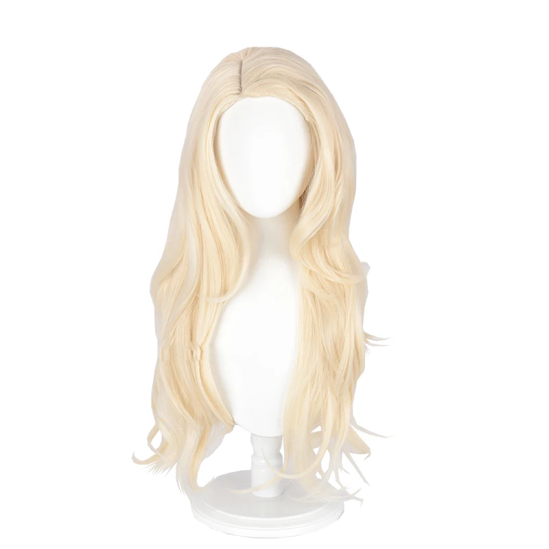 

Milky Gold Long Straight Wavy Synthetic Hair Natural Queen Lolita Japanese Cosplay Party Female Sweet Wigs, Pic showed