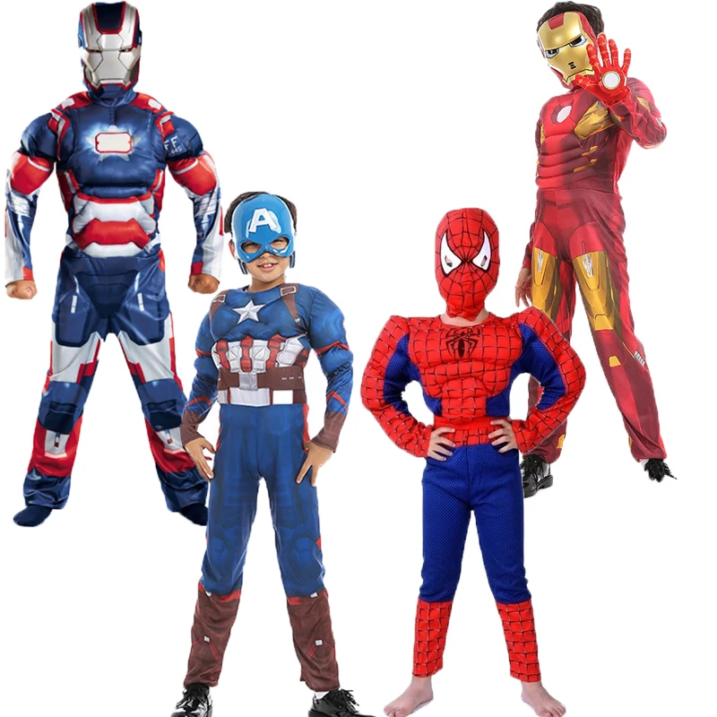 

Iranman CaptainAmerica Spiderman Muscle Children Halloween Costume Superhero tv&movie Cosplay Costume