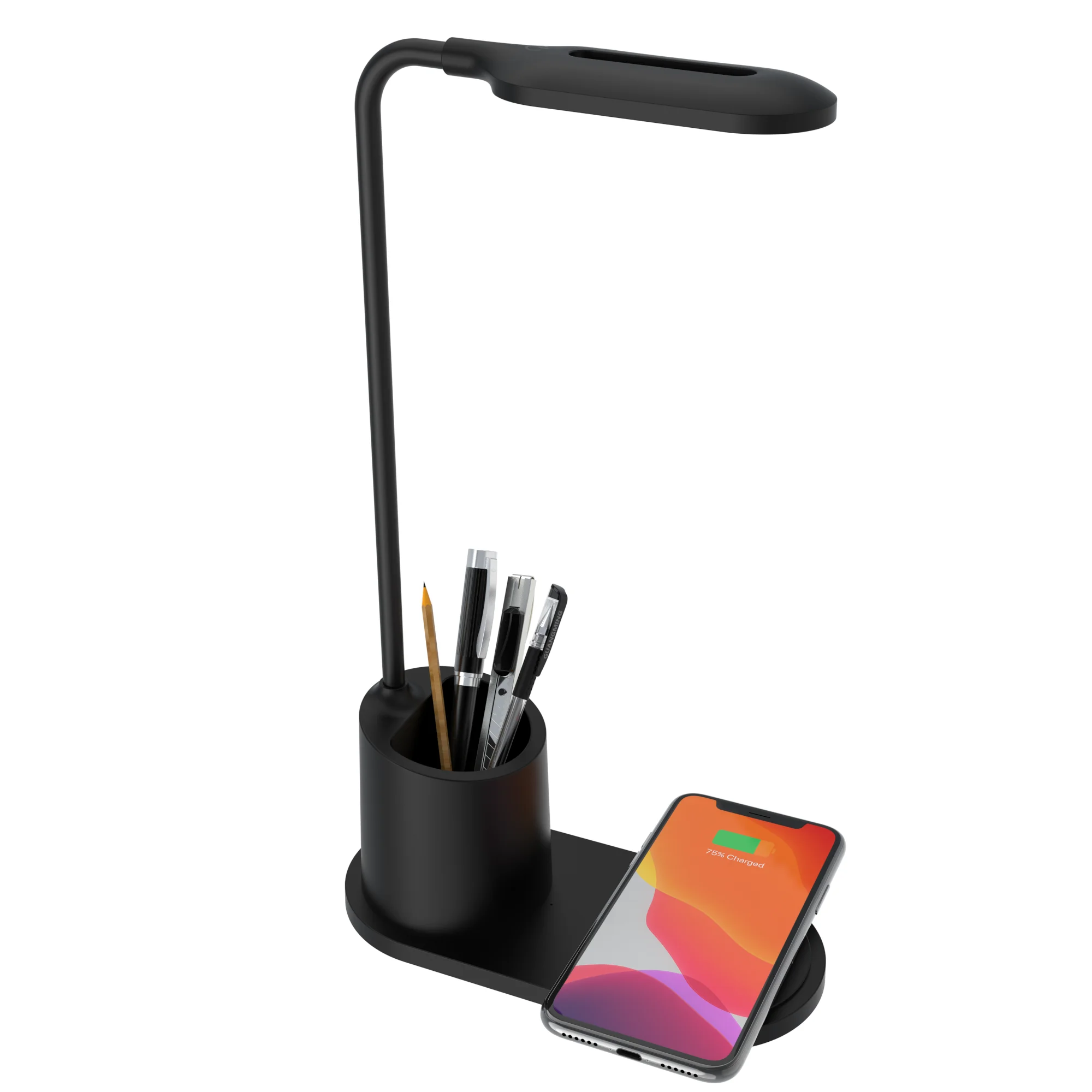 

2022 10w multifunction smart home android ios 3 in 1 led desk lamp wireless charger with table lamp and pen holder