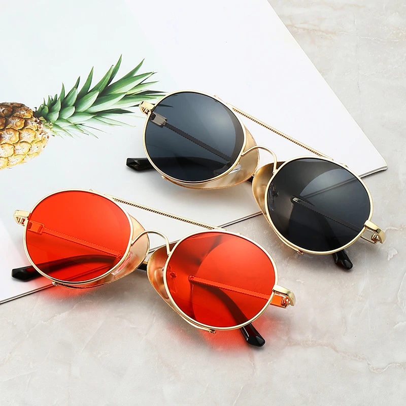 

DCOPTICAL Designer Steampunk Protection blinkers metal unisex street snap Punk Male retro sunglasses