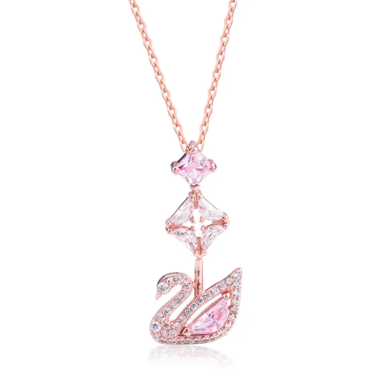

Factory outlet charm ladies pink crystal necklace pendant jewlry women rose quartz necklace wholesale