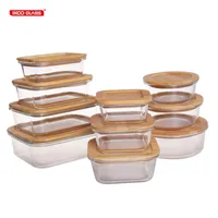 

Eco-friendly food meal prep containers with bamboo lid/wooden glass food storage