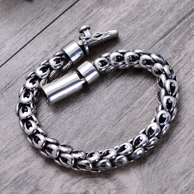 

Wholesale Vintage Bolts Punk Luxury Jewelry 925 Sterling Silver Chain Bracelet Men, Silver color