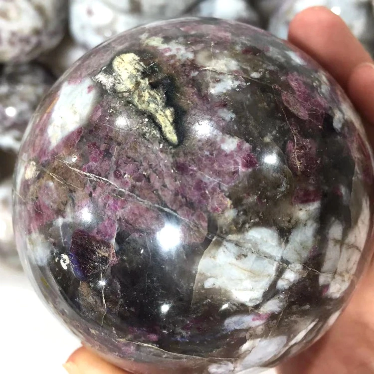 

Jialin Jewelry Wholesale natural plum blossom tourmaline sphere white crystal quartz ball crystal craft for decoration, Stone