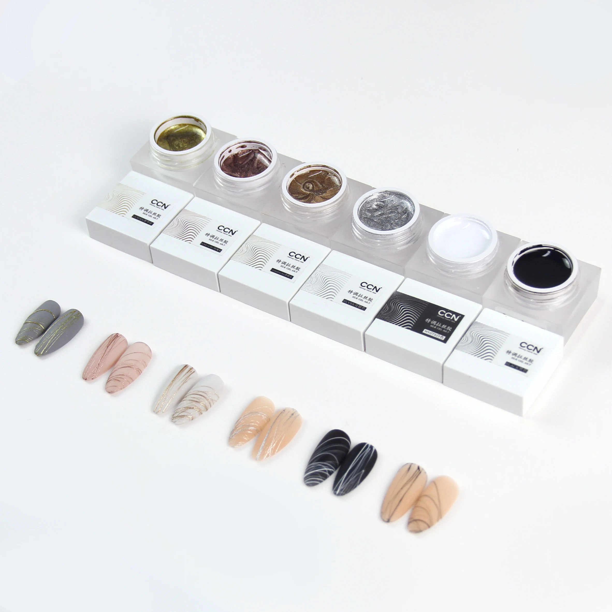 

READY TO SHIP Silver Gold Nail Salon Supplies UV Gel Nail Polish Set Metal Spider Color Gel, Black, white, gold, silver, rose gold