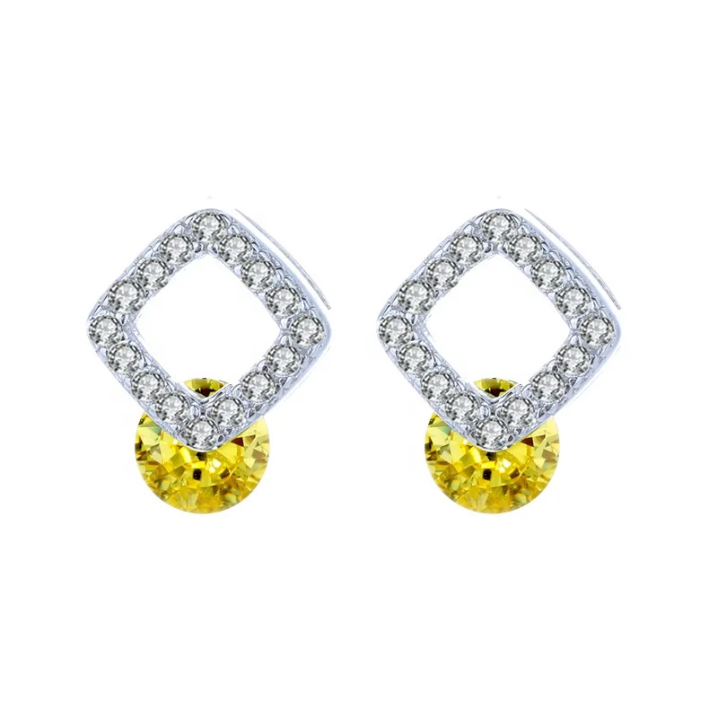 

Charm Women Jewellery Yellow Crystal Jewelry 925 Sterling Silver Chandelier Earrings