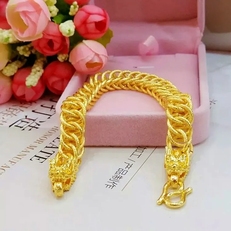 

Gold Double Dragon Head BraceletGold Plated Dragon Head Bracelet Exquisite Jewelry Gold Jewelry For Men And Women