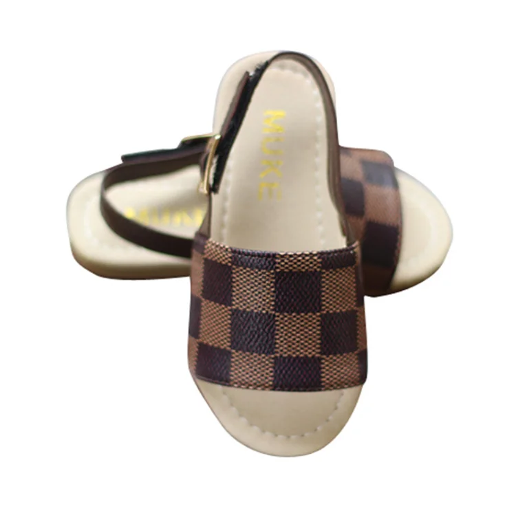 

2021 girl beach shoes princess shoes children slippers, White, brown