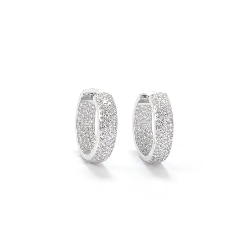 

copper zirconia hoop earrings silver