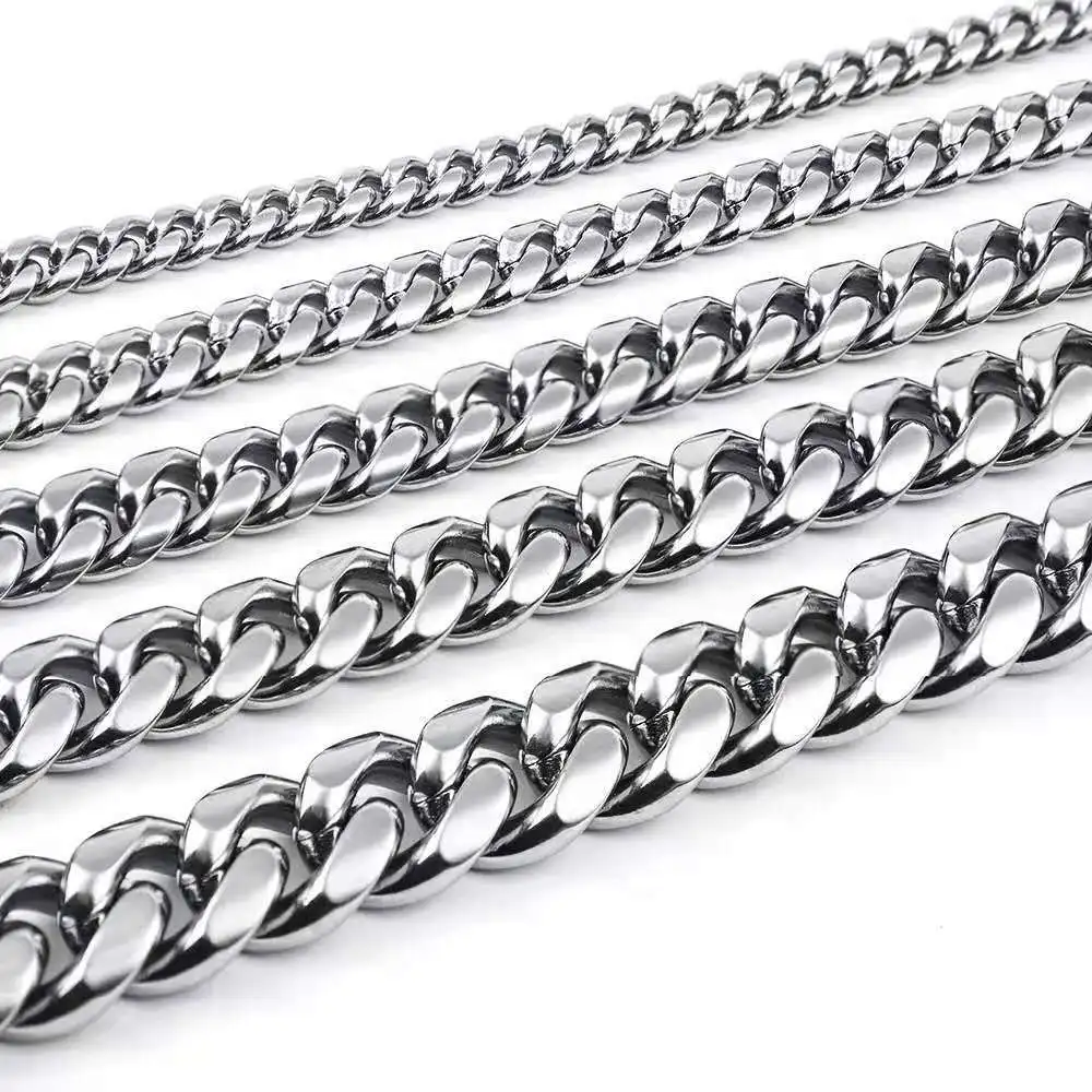 

2020 Best selling High Quality 9mm Titanium Steel Hip Hop Jewelry Cuban Link Chain Necklace Mens Women