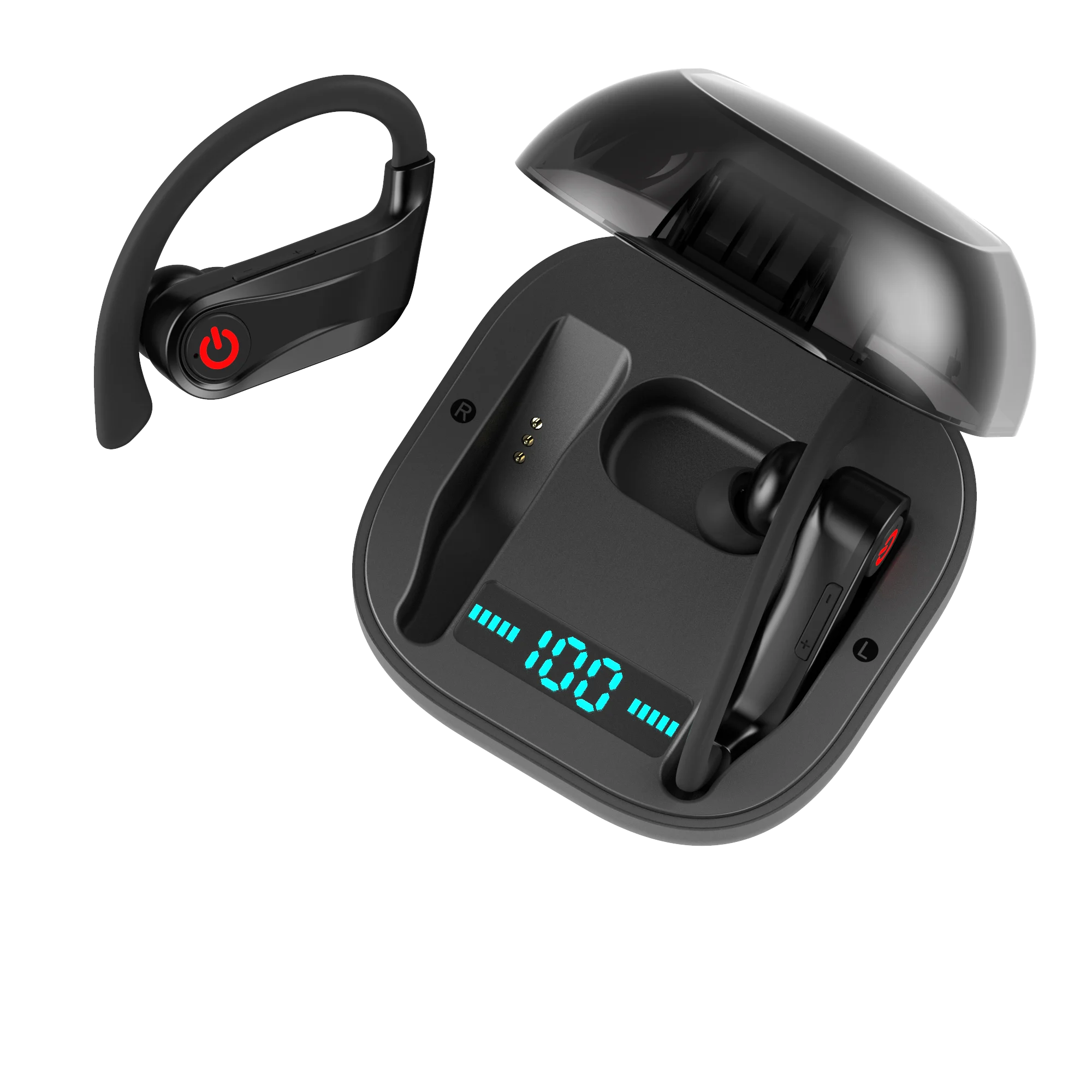 Power PRO V5.0 Earphone Stereo Wireless Earbuds Mini Waterproof Earhook with 950mAh Charging Box
