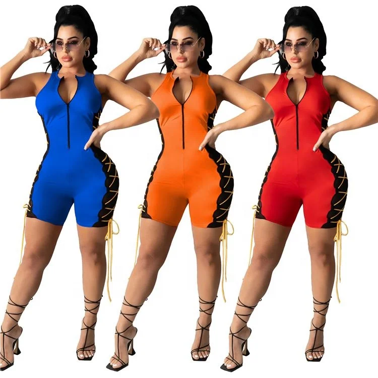 

Summer Ladies One Piece Rompers Sexy Bandage Sleeveless Women Shorts Jumpsuits, Picture