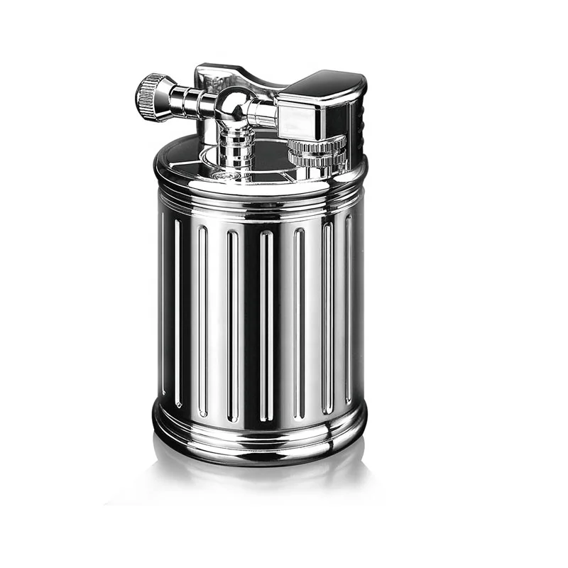 

YB-031YIBAO D5*H9cm 250g metal zinc alloy table top flint gas refillable soft flame luxury big Cylindrical lighter, As required