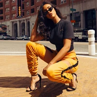 

8215 Women high waist pants 2019 stretch pencil pants trousers drawstring cargo sweatpants streetwear bottoms womens clothing