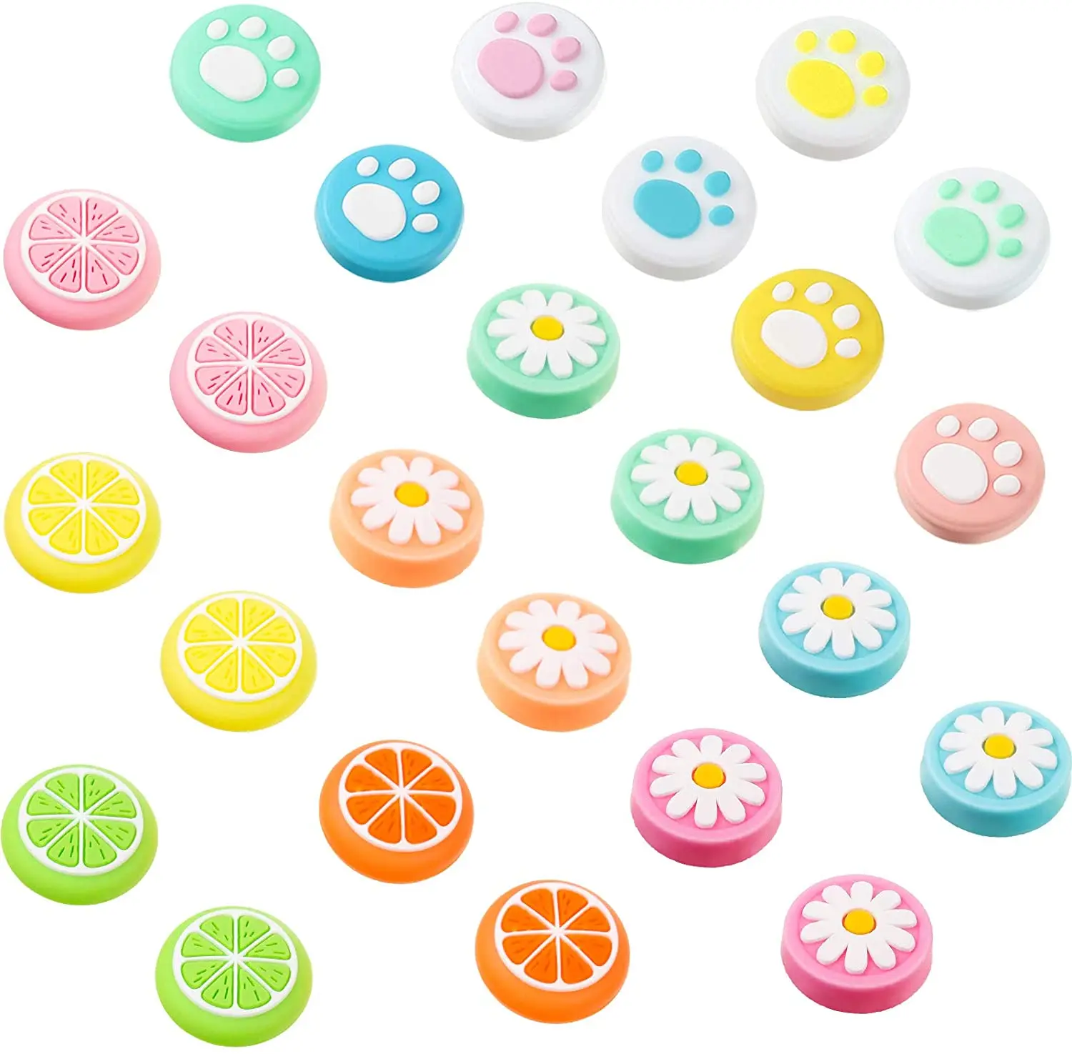 

Replacement Cute Cat Paw and Flower Design Thumb Grip Caps Thumb Grips Analog Soft Silicone Stick Cover for Nintendo Switch