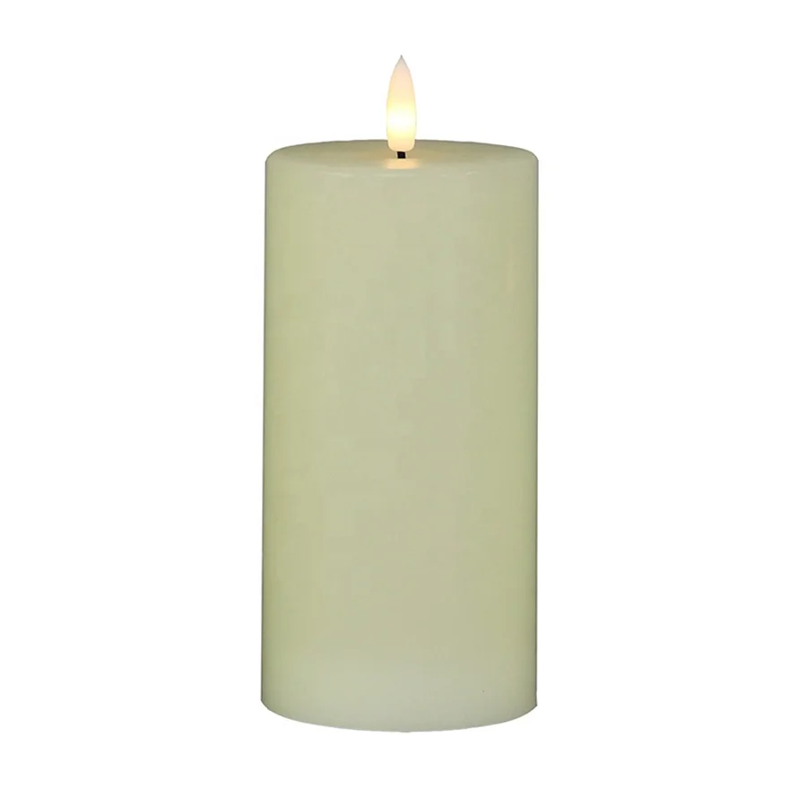 

Home decor wholesale 2022 unscented smokeless flameless battery operated high quality 3D led wax pillar candles for wedding