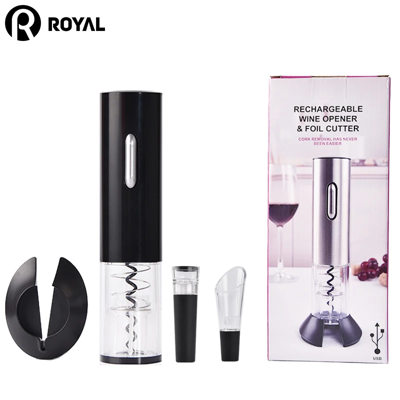 

Hot sale 4 in 1 wine accessories micro usb rechargeable plastic electric wine bottle opener set