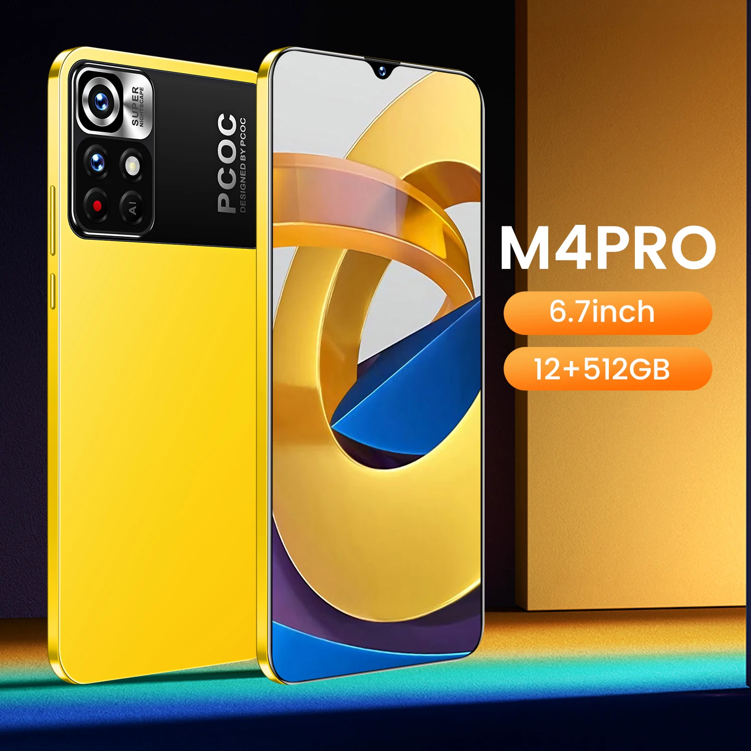 

PCOC M4 PRO 6.7-inch high-definition face recognition original smartphone 12GB+512GB long standby time Android mobile phone