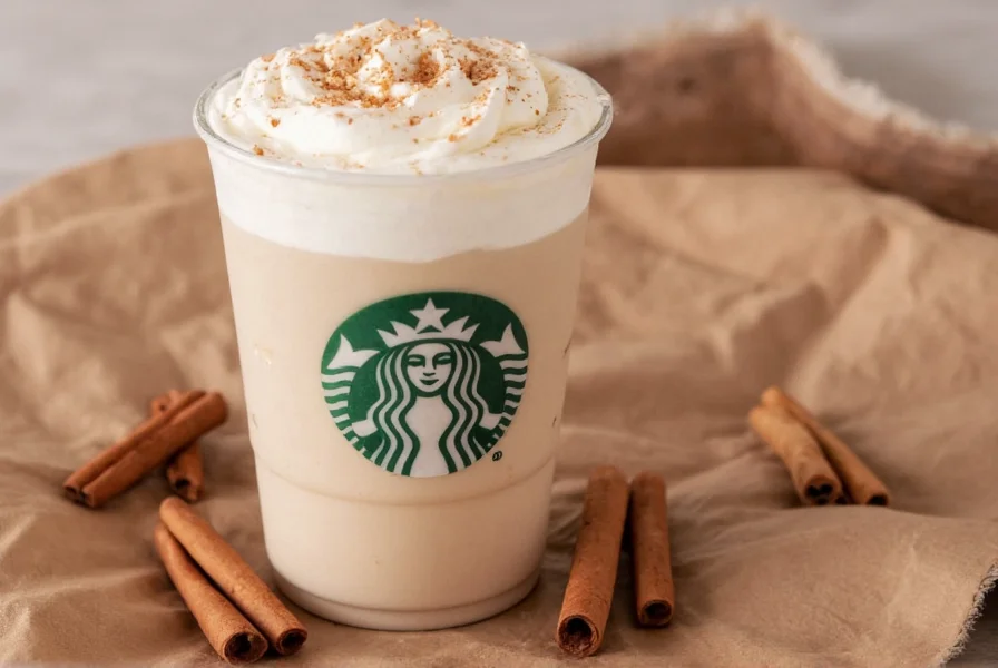 Starbucks barista preparing Cinnamon Dolce Latte with cinnamon topping
