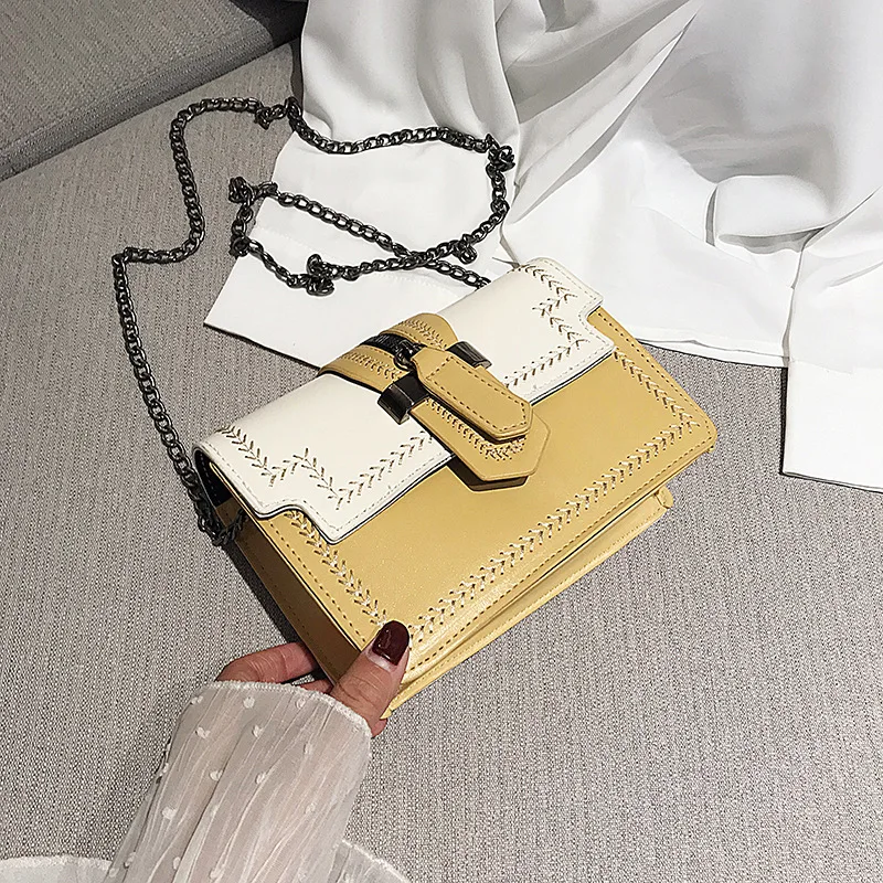 

Leather Shoulder Bag Pu Latest Ladies Bag Chain Crossbody Bag Embroidery Thread, Accept customized color