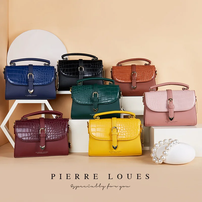 

Pierre Loues 2021 Advanced Luxury Crocodile Skin ladies Evening Bag High Quality Belt Buckle Women's Shoulder Bag Handbag