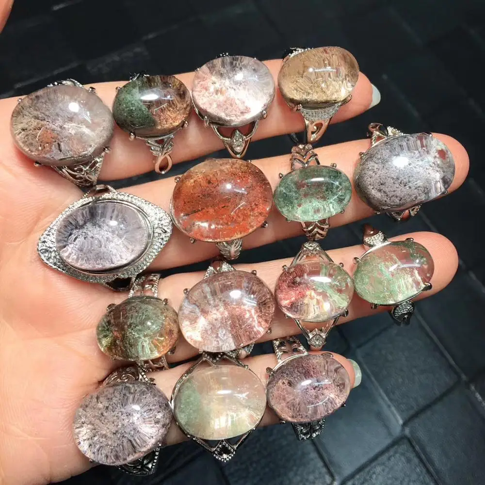 

Resizable big size garden quartz natural gemstones Crystal rings finger rings for valentine gifts different style available, Natural gemstones color