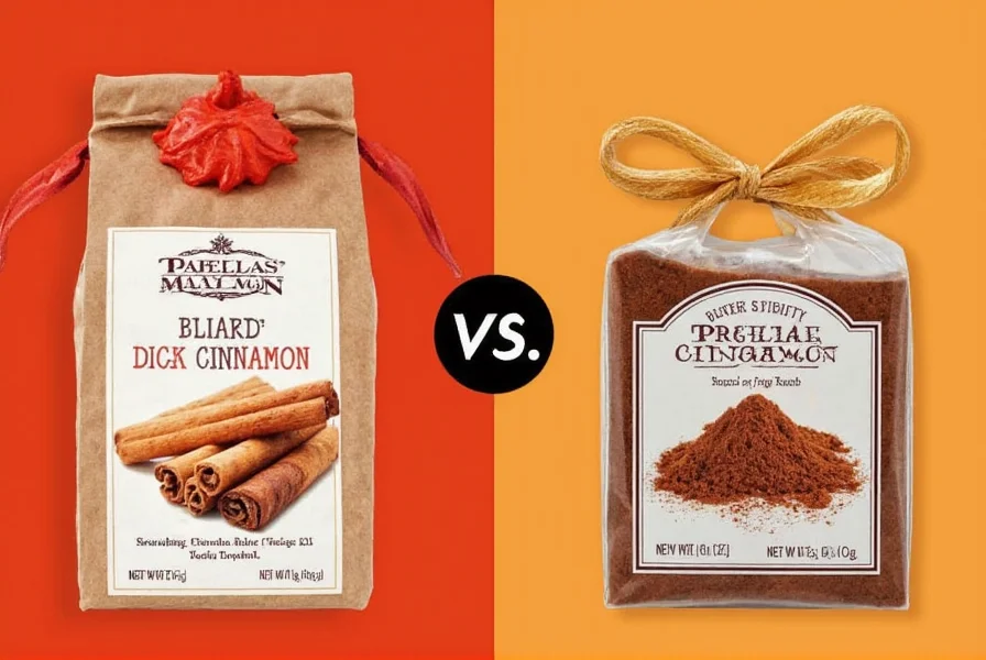 Comparison chart showing Saigon cinnamon and regular cinnamon