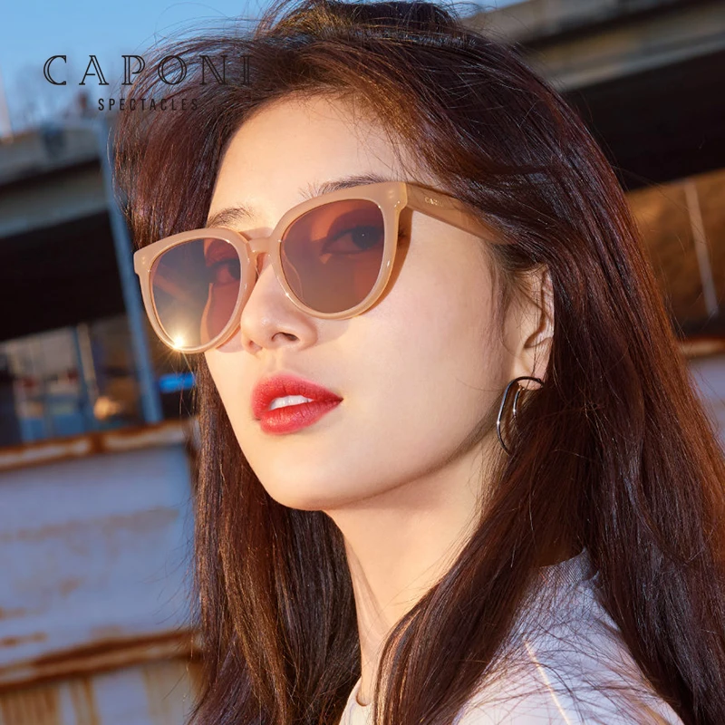 

CAPONI Fashion Women Sunglasses 2021 New Brand Designer Vintage Eyewear Multicolor Retro Polarized Sunglasses For Female