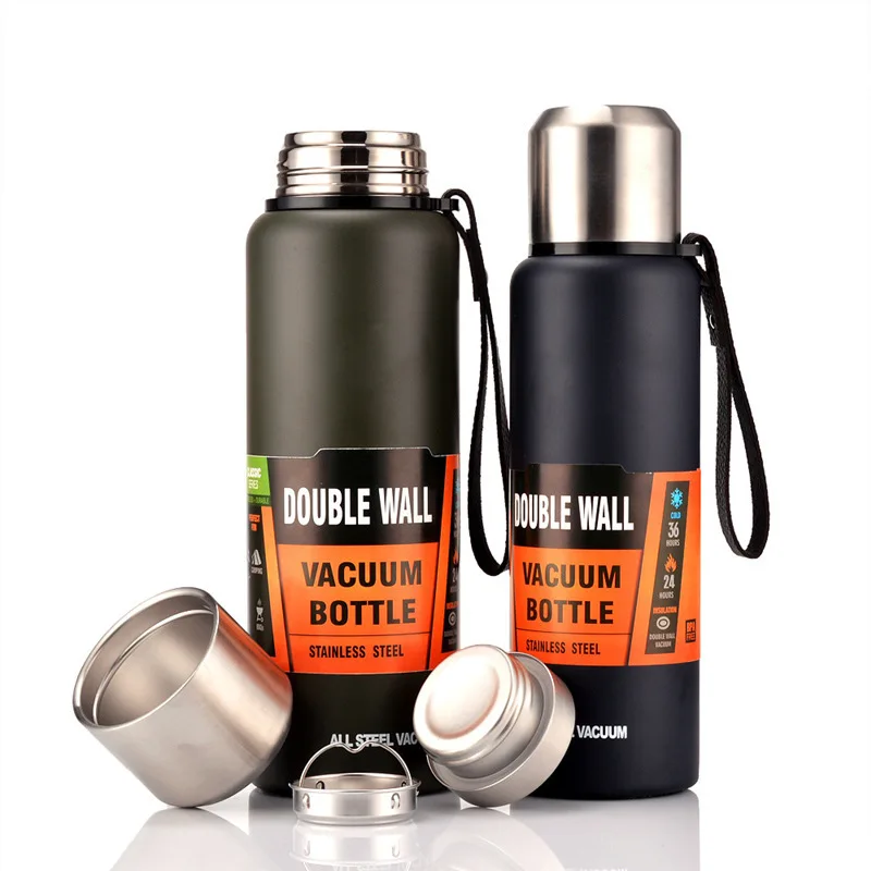 

500/750/1000/1500ml All-steel Stainless Steel Thermos Men's Outdoor Sports Large-capacity Water Bottle Business Gift Custom Cup