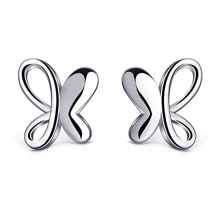 

Fashion new design butterfly studs 925 sterling silver jewelry earrings for girls