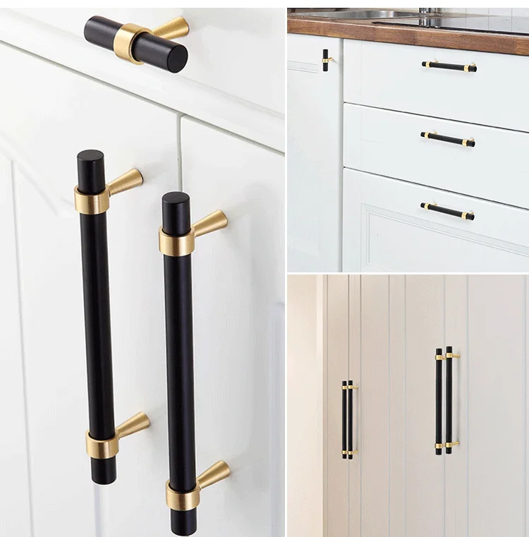 
HJY China Modern Solid Stainless Steel Decorative 160 mm Black Kitchen Cabinet Handles 